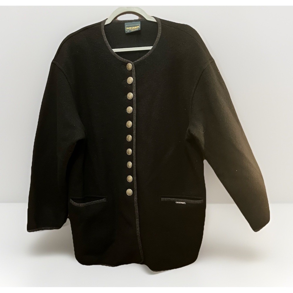 NWT Vintage GEIGER Austria Superlight Boiled Wool Jacket Cardigan Black Size 42